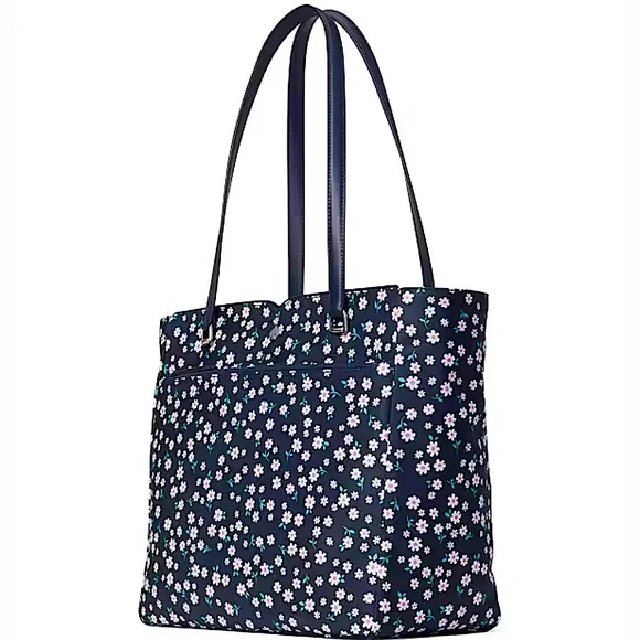 Kate Spade Jae Navy White Fleurette Floral Large Nylon Tote Bag NWOT - Picture 3 of 16